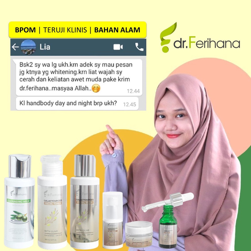 Paket Premium Galactomyces Brightening &amp; Flex for Normal To Dry Skin dr. Ferihana Cosmetics &amp; Skincare Rangkaian Perawatan Wajah untuk Kulit Normal Kering Kombinasi untuk Mencerahkan Memudarkan Flek Anti Aging dan Keriput BPOM LPPOM HALAL MUI