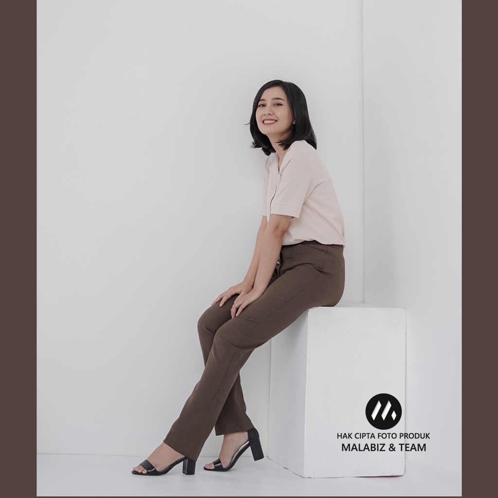 SHANNON COFFEE - Celana Kantor Wanita Slim Fit Bahan Stretch dan Tebal Celana Formal Wanita Celana Panjang wanita Hitam Celana Dasar Wanita Basic Standar Kerja Malabiz