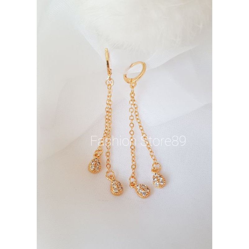 Anting Jurai Panjang Permata impor xuping perhiasan replica emas xuping fashion