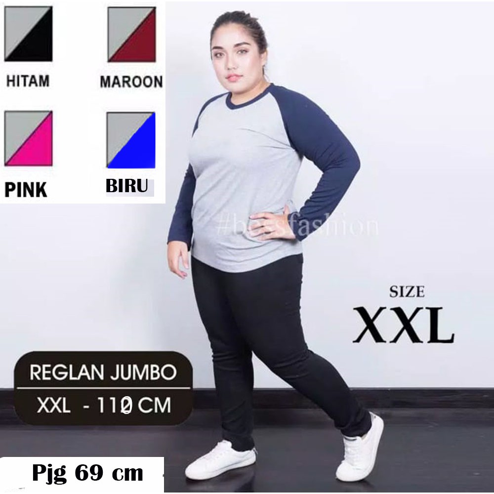 Kaos Raglan JUMBO Lengan Panjang | UKURAN XXL | Bisa beli satuan atau grosiran