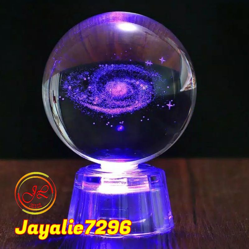 80 mm Milky Way Galaxy Transparent Crystal Ball w Light Effect Base