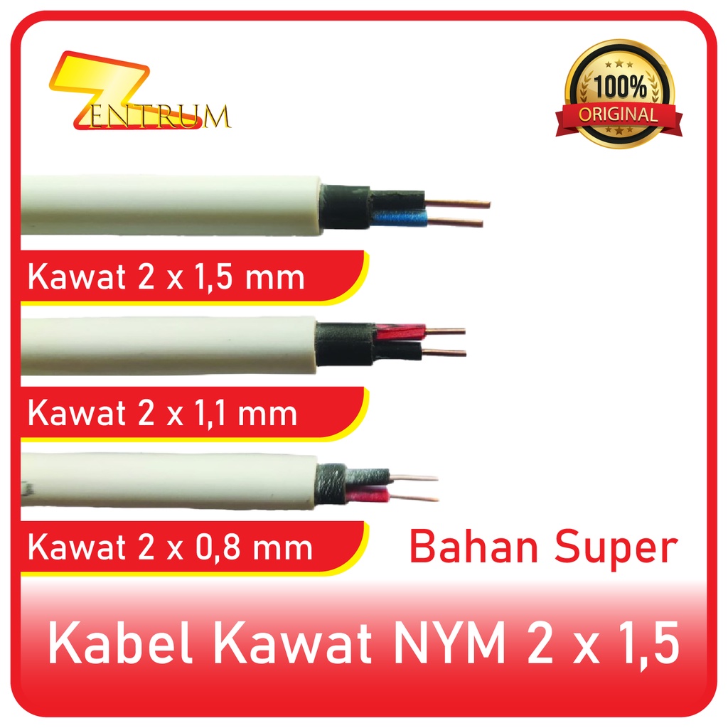 Kabel Listrik Kawat NYM SUPER 2 x 1.5 (50 Meter)