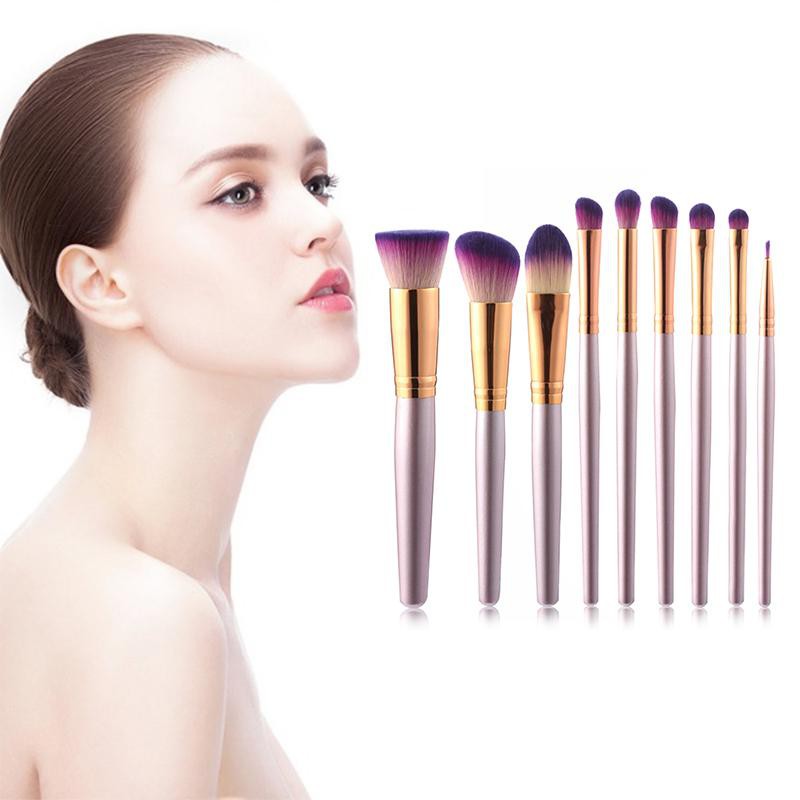 Purple Gold Makeup Brush Set 9 in 1