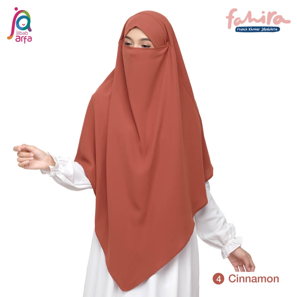 Jilbab Arfa Instan Fahira Cinnamon - French Khimar Cadar - Bahan Soft Lexus