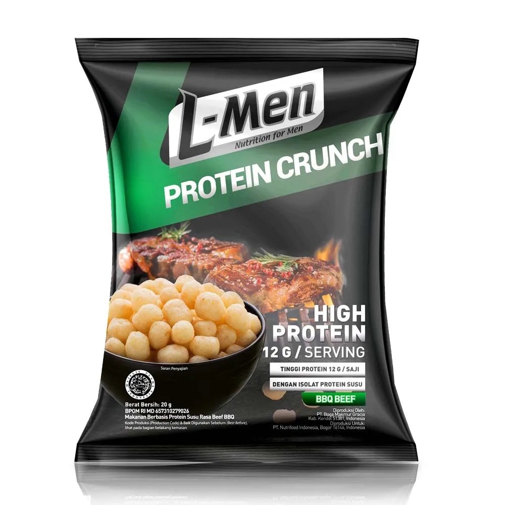 L-Men Protein Crunch BBQ Beef 20 gr Snack Diet Fitness High Protein Lmen