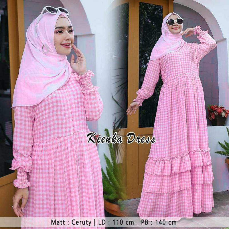 Kienka dress/gamis kotak/gamis ceruty/gamis muslim/gamis ld 110/gamis kekinian