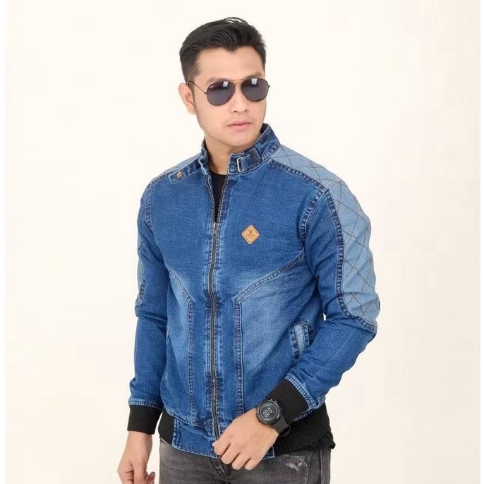(BERRY) Jaket Jeans Pria Sobek Bordir Murah Original Premium Jacket Jins Cowok Keren Model Terbaru T