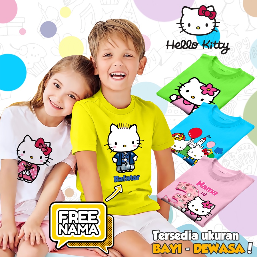 [FREE NAMA!!] Baju Kaos COUPLE HELLO KITTY BANYAK MOTIF