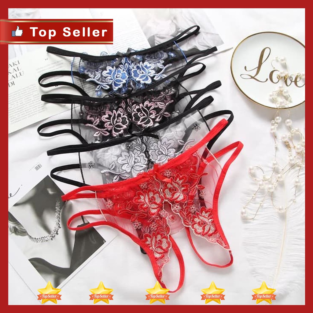 d1976 Gstring Wanita Open Crotch Motif Renda Bordir Celana d1976 Gstring Wanita Open Crotch Motif Renda Bordir Celana
