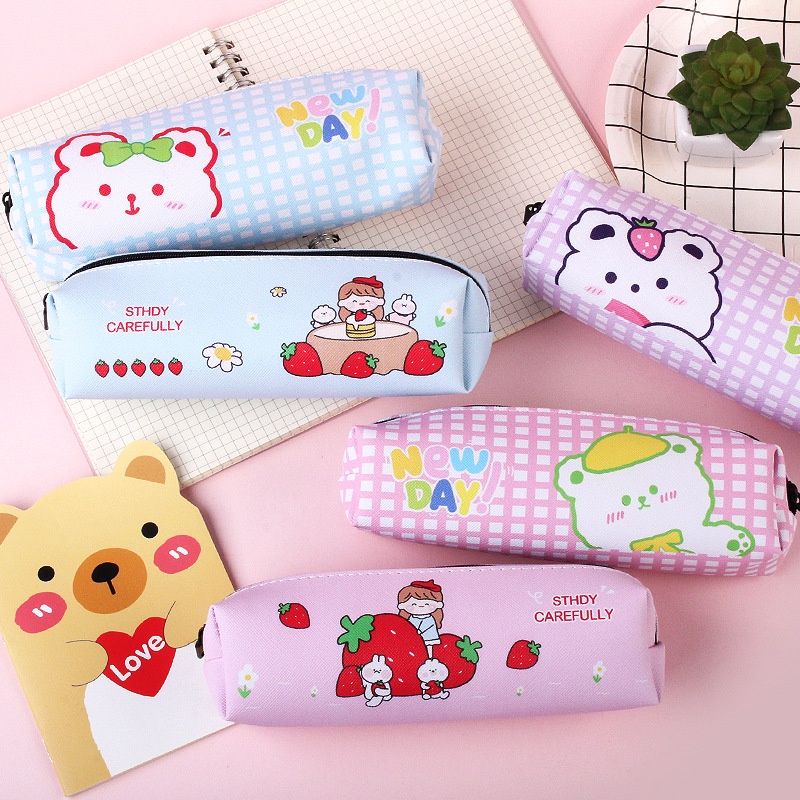 [COD] Tempat Kotak Pensil Lucu Cute karakter Kartun Beruang Pensil Case Import Tepak Tempat Pensil