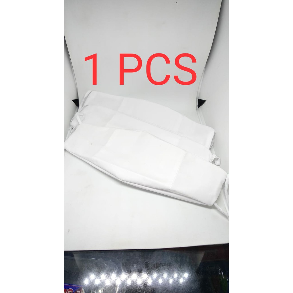 MASKER KAIN PUTIH 3 LAPIS POLOS BISA DI ISI 1PCS