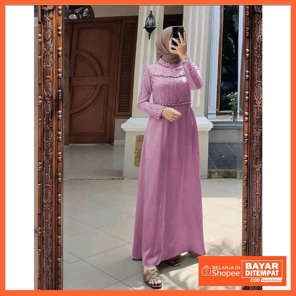 Solobatik- DRESS MUSLIM 2021 // TIARA MAXY GAMIS TERBARU 2021/BAHAN VELVET MIX BRUKAT/AKSEN MUTIARA 4 WARNA/GAMIS KONDANGAN LAMARAN