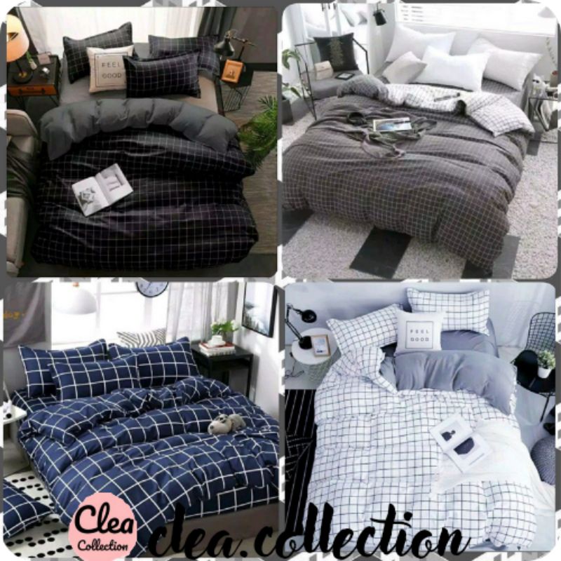 SPREI 160×200 TERLARIR MOTIF KOTAK HITAM KOTAK PUTIH KOTAK BIRU NAVY KOTAK MARUN KOTAK AB GINGHAM GR