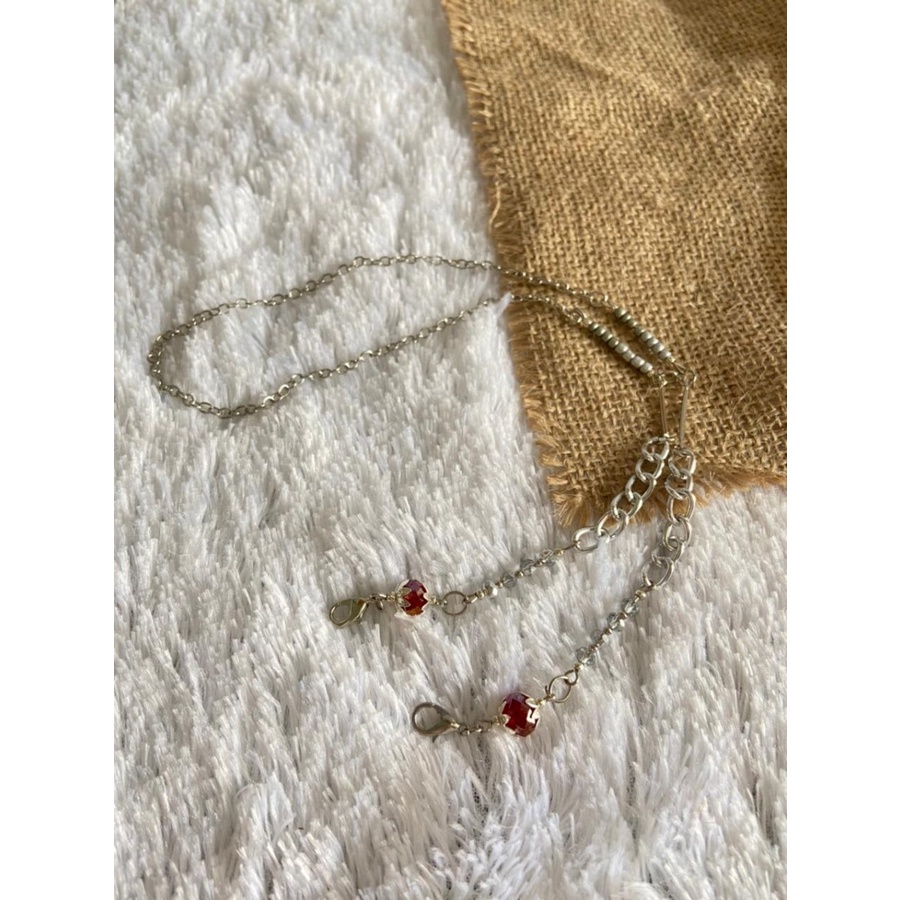 SCARLETDEPT Strap Mask Tali Kalung Masker Kacamata Chain Rantai Silver Genshin Red Bicone CHILDE