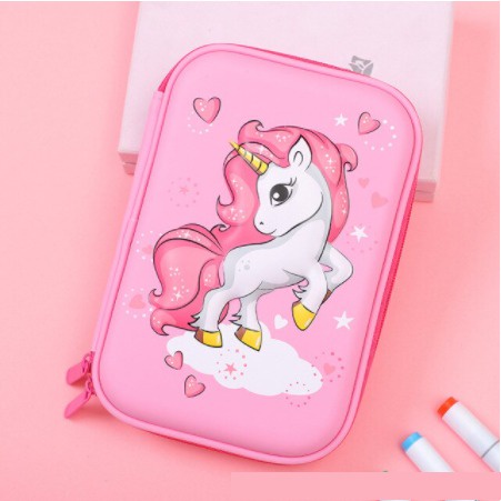 Tempat Pensil Unicorn Kotak Pensil Kuda Poni Tempat Pensil Motif Kartun Unicon 3d Bahan Eva