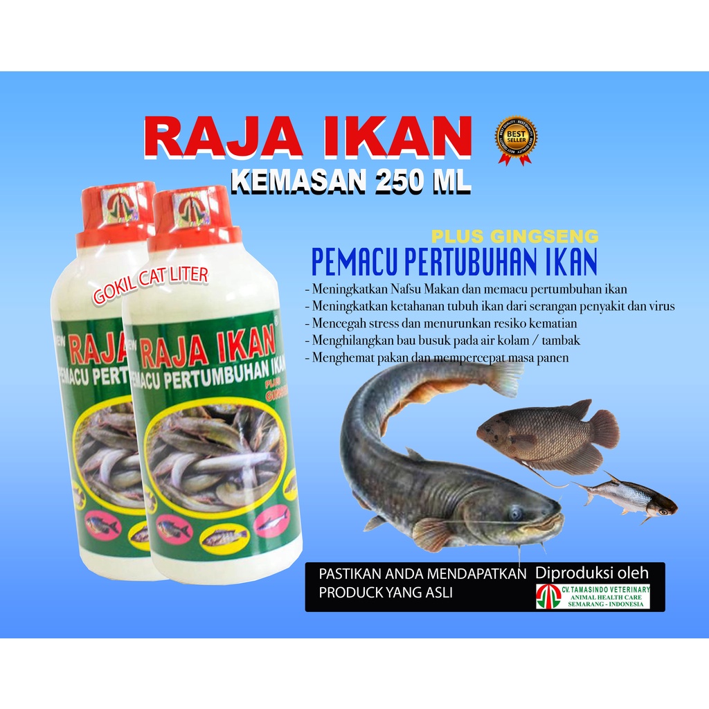 RAJA IKAN 250 ML-PENGGEMUK IKAN,VITAMIN PENGGEMUK IKAN-PENAMBAH NAFSU MAKAN IKAN