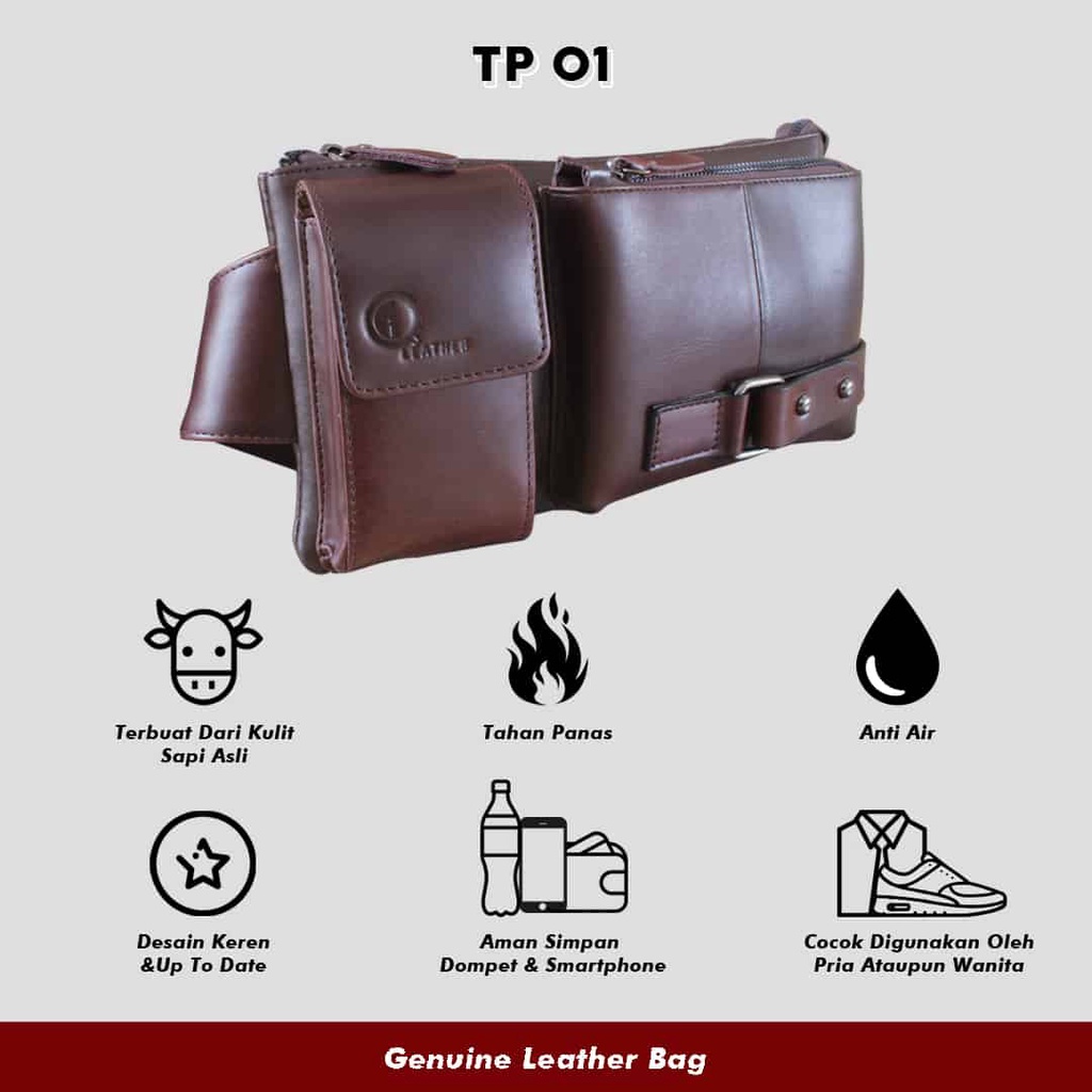 Tas Selempang Pria Kulit Sapi Asli Original Tas Serbaguna Slempang Pria Kulit Sapi Asli TP01 KUALITAS TERJAMIN MEMUASKAN