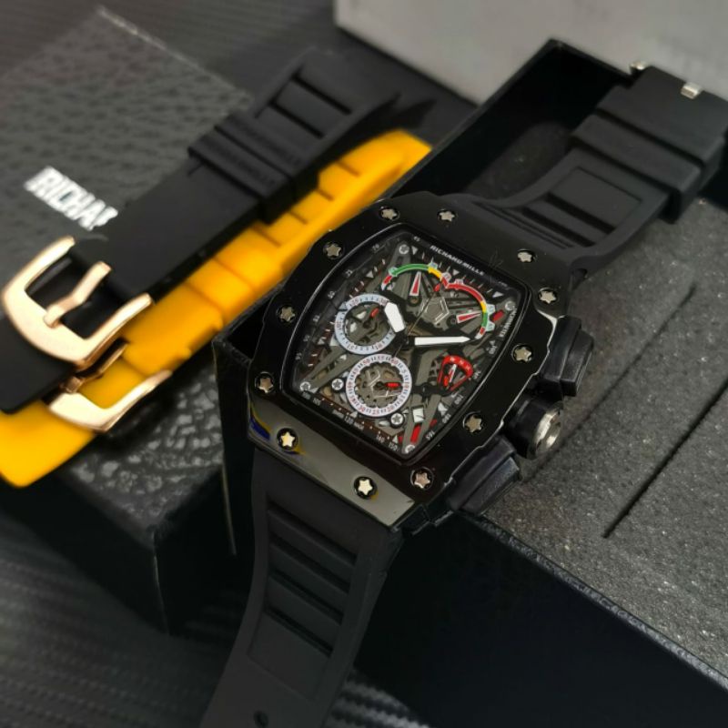 Jam Tangan Pria RM Richard Mile Crono Aktif Free Tali Cadangan - RM HITAM Crono Aktif 6276