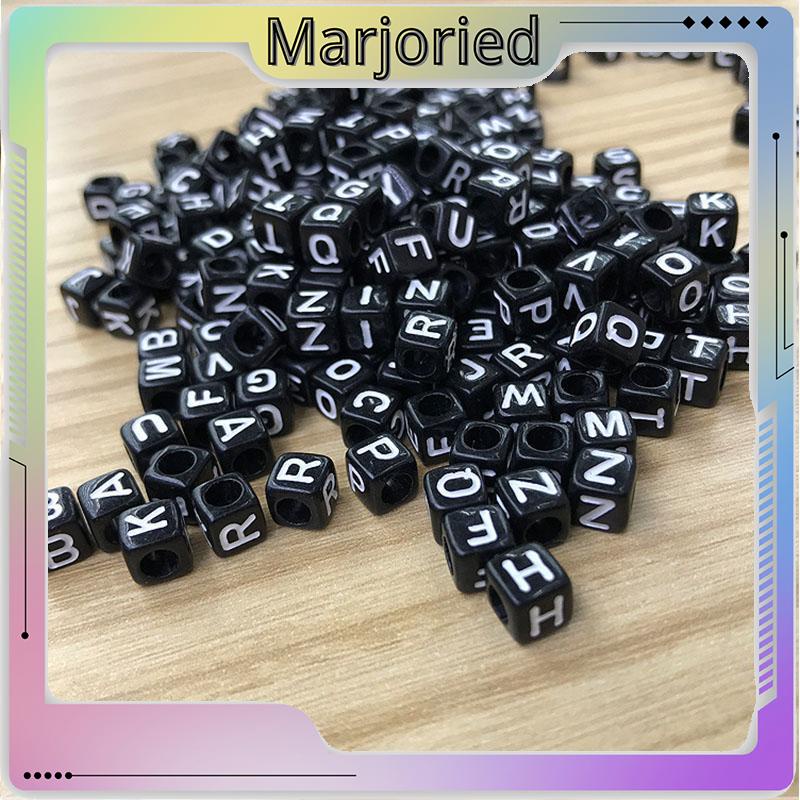 100 Pcs/pack Diy Hip-Hop Punk Hitam Gelang Persegi Manik-manik Aksesoris Fashion-MJD