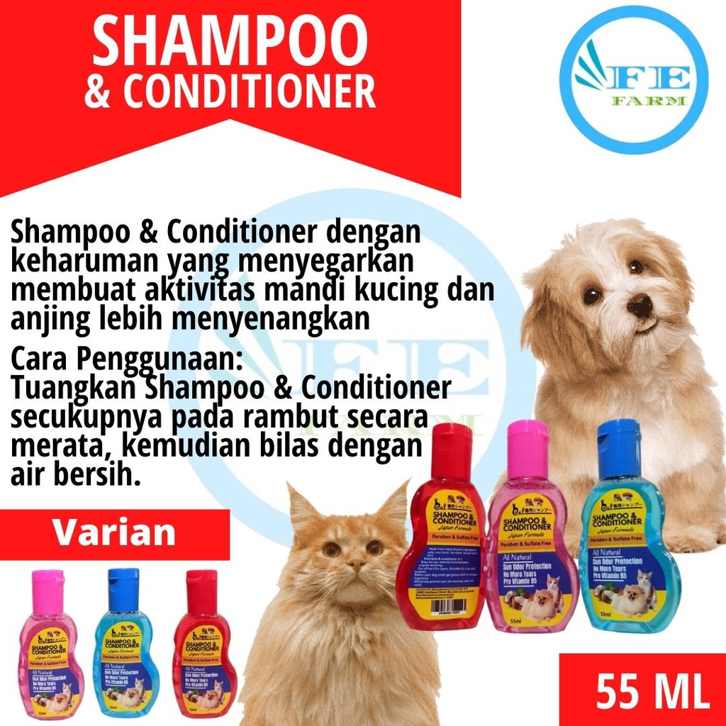 Shampoo &amp; Conditioner Kucing Anjing Gel Botol FEFARM