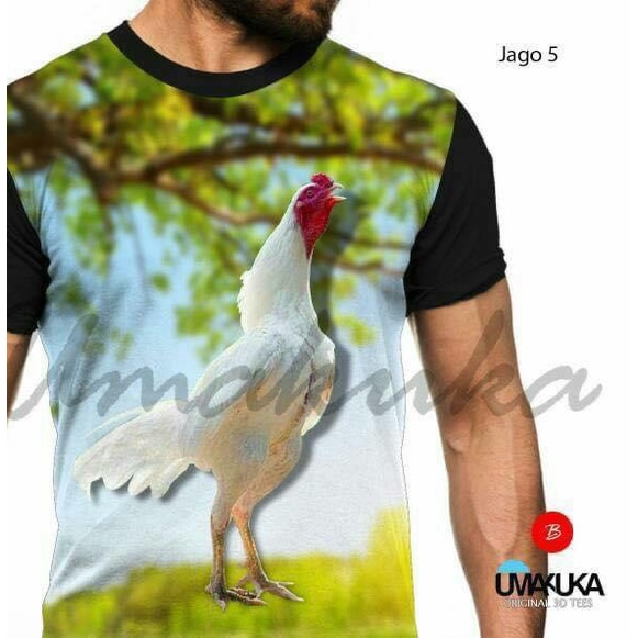 Kaos Distro Pria 3d Fullprint Terbaru Terlaris Ayam Jago Putih