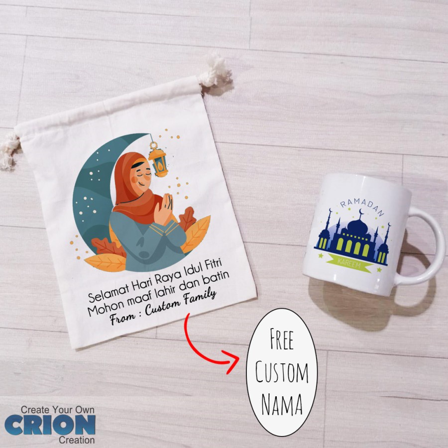 Mug Hampers Idul Fitri/Lebaran/EID Mubarak Bs Custom Nama By Crion