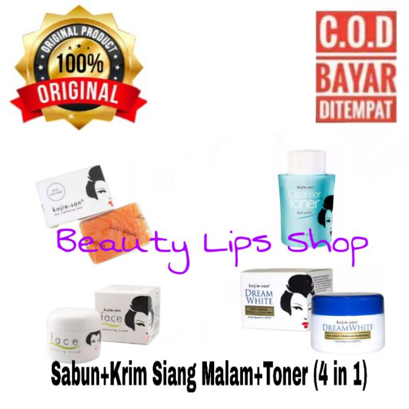 Paket Kojisan/ Kojiesan 4in 1 (Sabun 65gr/ Krim Siang Malam/ Toner 60ml)