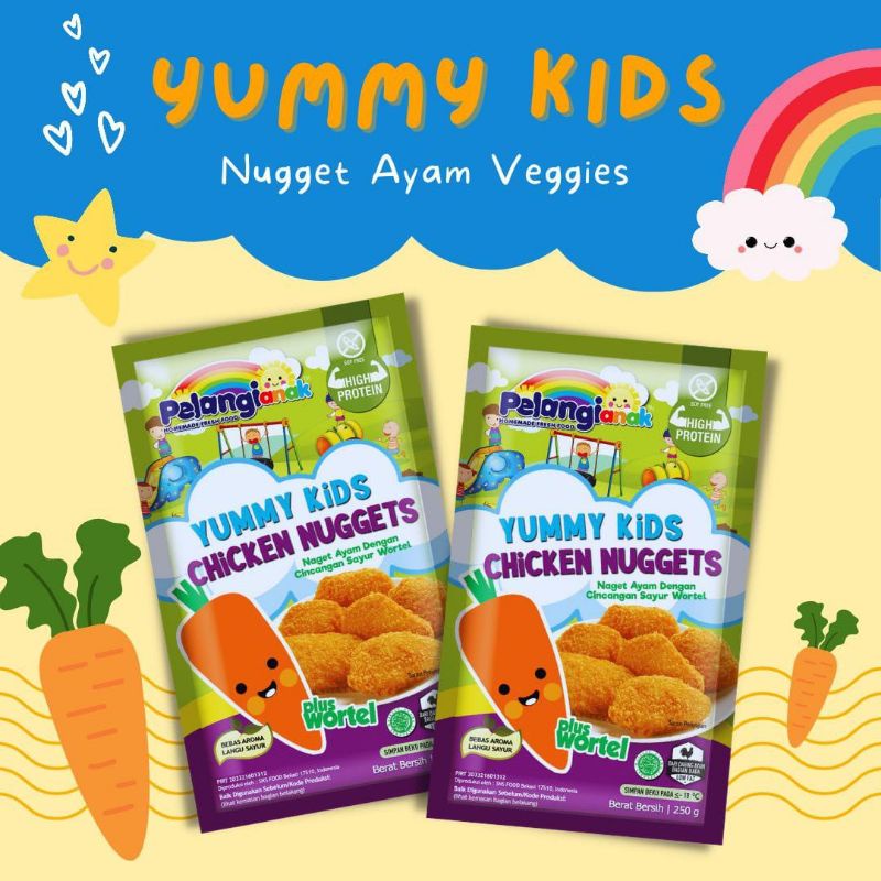 

Pelangi nugget ayam yummy kids NON MSG exp juni 25