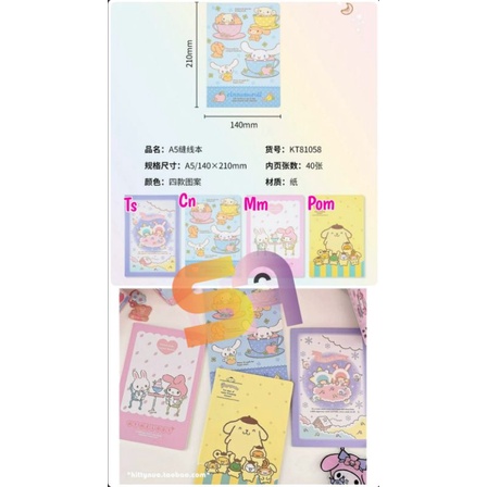 

BUKU TULIS SANRIO HELLOKITTY CINNAMONROLL MYMELODY TWINSTAR