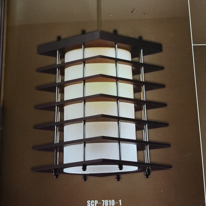 LAMPU GANTUNG MINIMALIS KAYU + KACA 1 LAMPU KOTAK