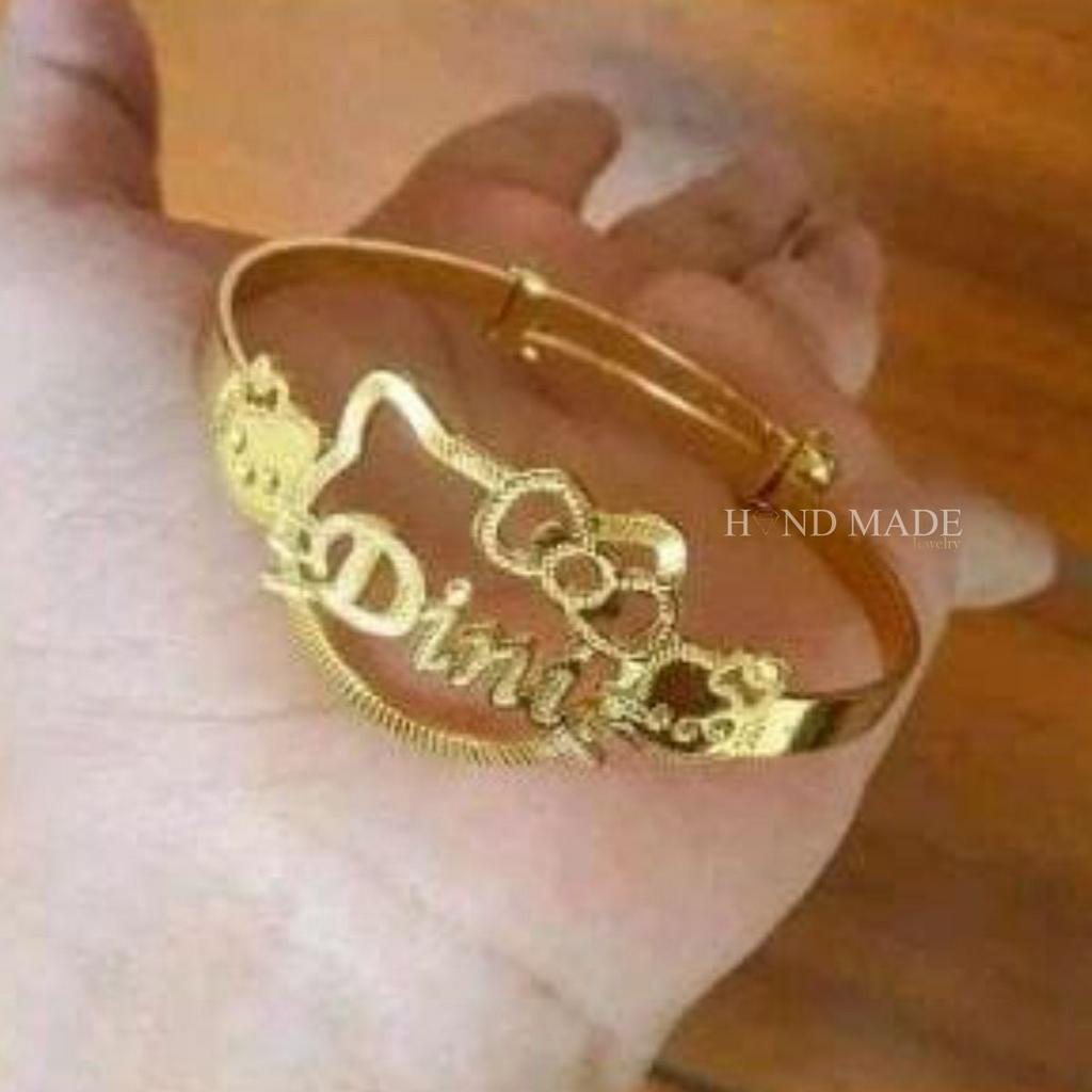 gelang nama titanium anti karat anak dewasa gelang bangle gelang titanium emas gelang titanium anti karat bracelet aksesoris fashion