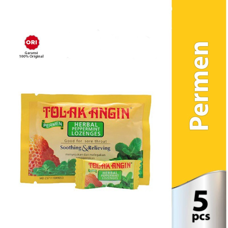 

Permen TOLAK ANGIN Herbal Peppermint Lozenges 1 Sachet Isi 5 Butir - Pelega Tenggorokan