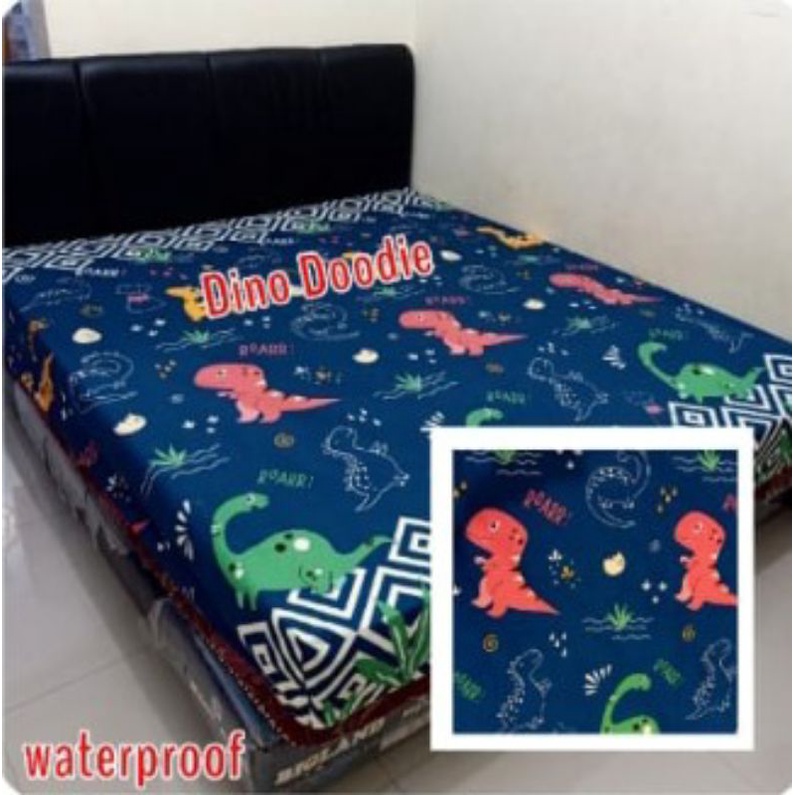 Sprei waterproof (anti air) motif bisa COD-Dino Dudie