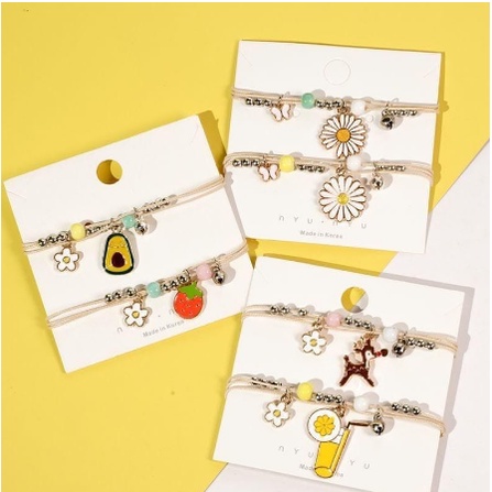 Gelang 3Tali Motif Lucu BAYAR DI TEMPAT Persahabatan Simple Wanita Dewasa Anak-Anak Gelang Lucu
