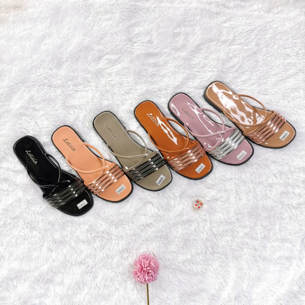 Leony - Sandal Mika Gliter Silang | Sendal Jelly Kilat