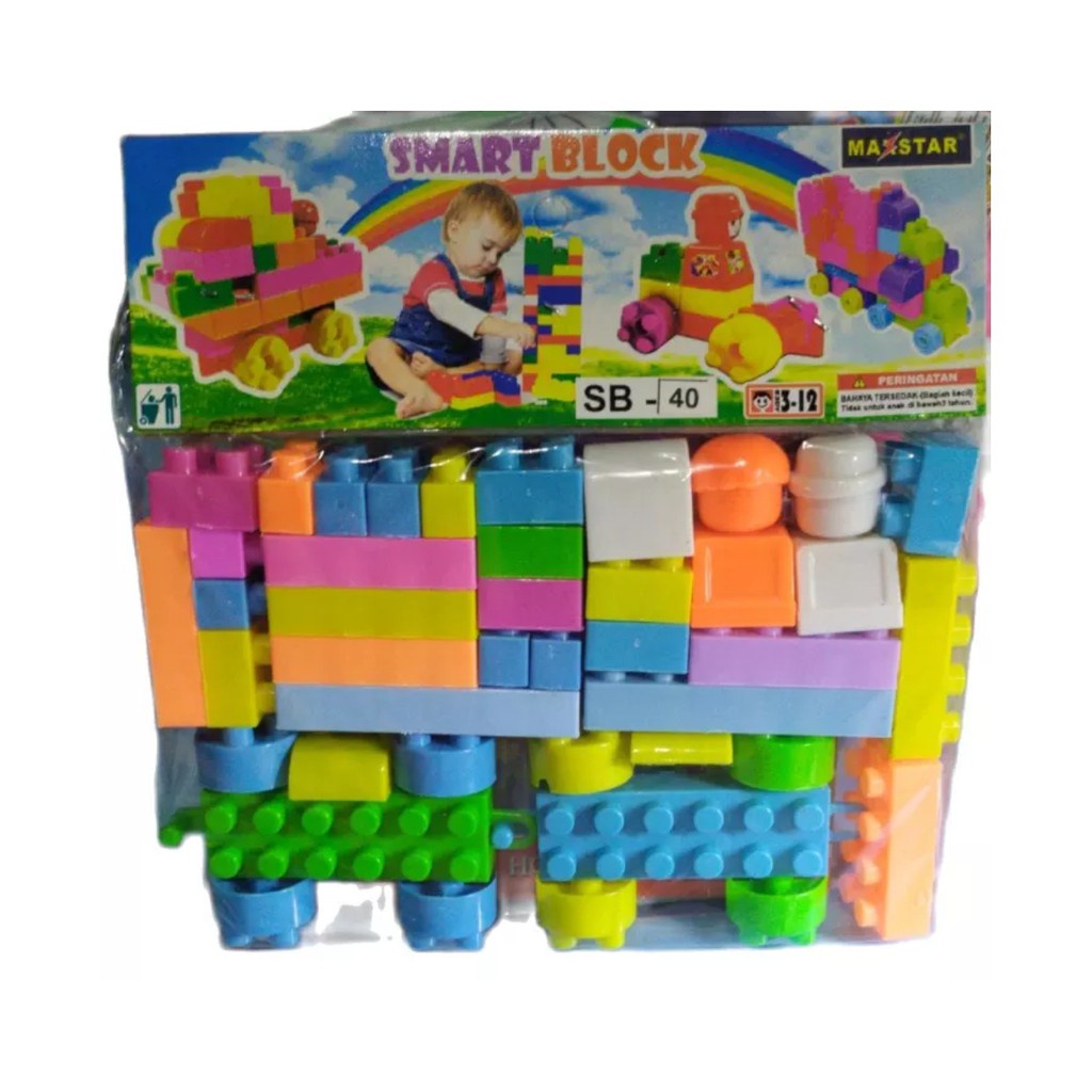 1 PACK ISI 40 PCS Mainan Anak DIY Building Block Robot Mobil Blok Susun Teka Teki Puzzle Murah