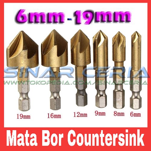 Mata Bor Countersink HSS Mata Bor Besi Dan Kayu 6 Pcs