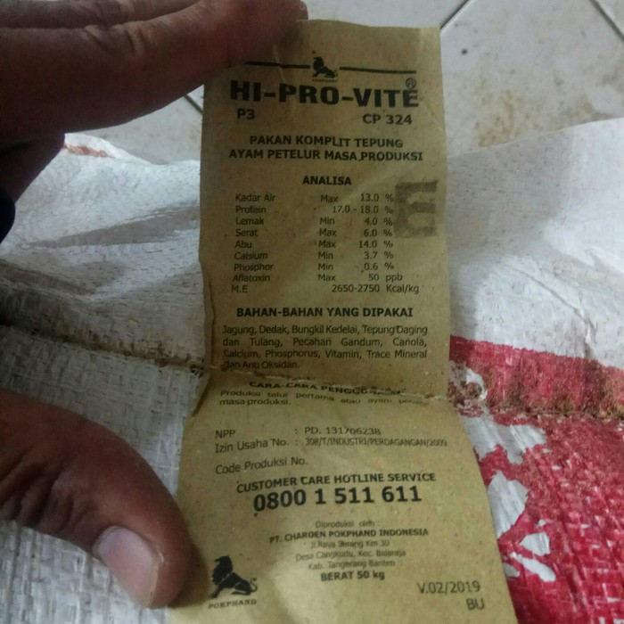 (Cod) Pakan Ayam Telur 324E Charoen Pokphand Pur Petelur Komplit Layer 1Kg