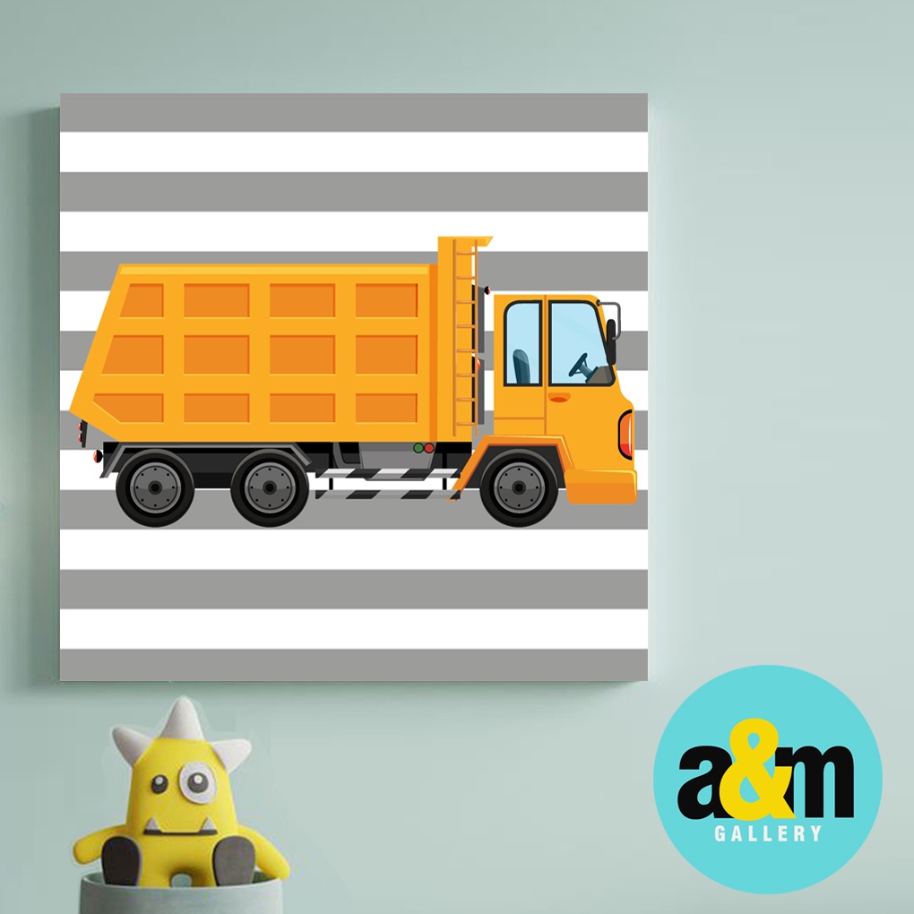 Hiasan Dinding Kamar Anak Gambar Kendaraan Alat Berat ( 20 X 20 ) Pajangan Anak Dekorasi Bayi Wall Decor Tema TRANSPORTASI - A&amp;M