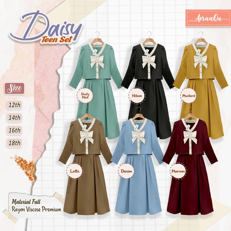 DAISY TEEN SET set by Aeraaqu setelan daisy set untuk anak usia 10 tahun sampai dewasa nabLfashion polty aeraaqu