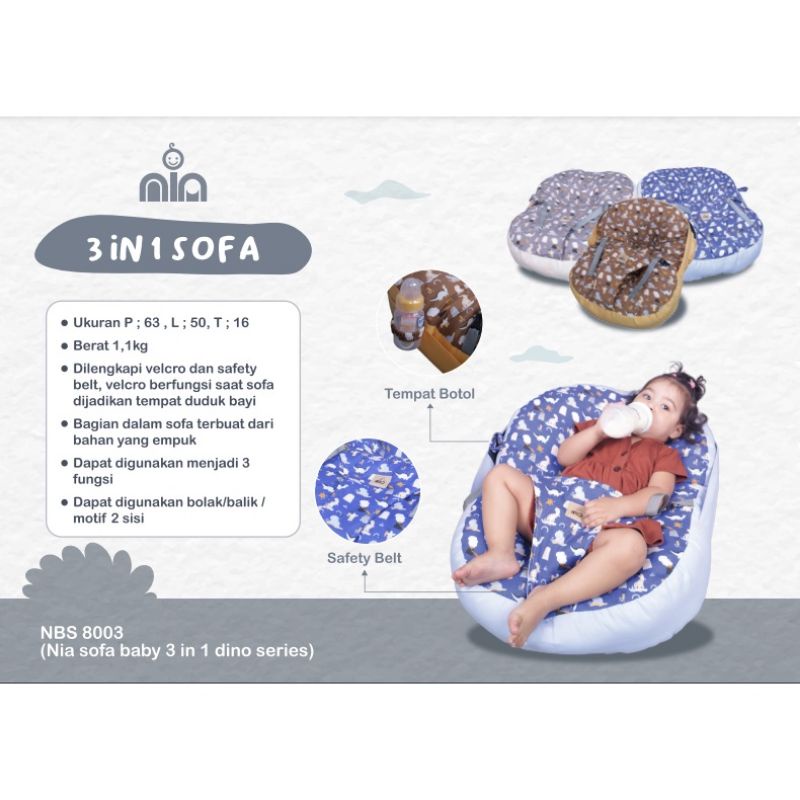 Nia Baby Sofa 3in1 Multifungsi Dino Series NBS8003 Sofa Bayi