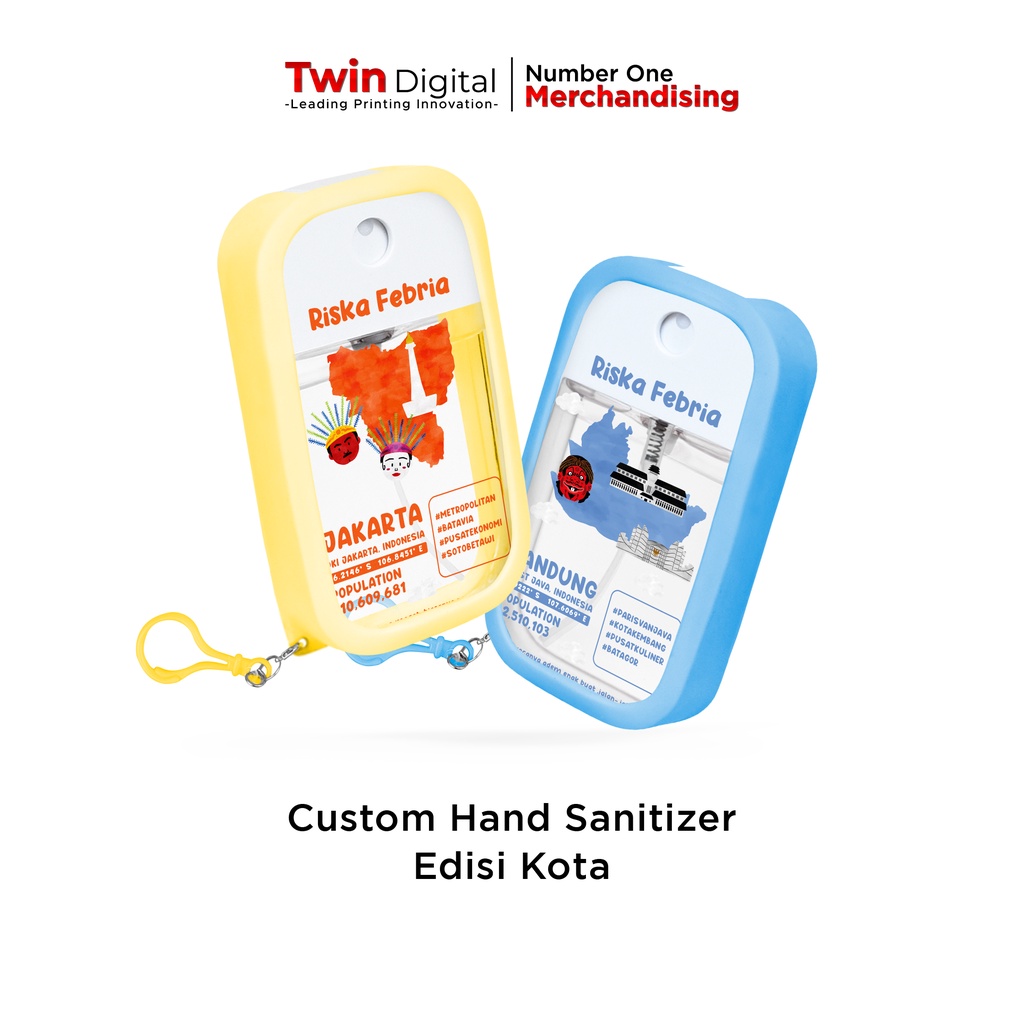 Twindigital Handsanitizer Custom Edisi Kota Pocket Spray - Hand Sanitizer Kota