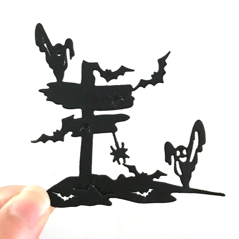 Cetakan Stensil Cutting Dies Motif Kelelawar Hantu Halloween Bahan Metal Untuk Scrapbook / Craft DIY