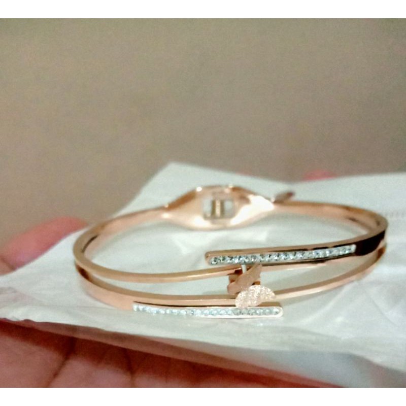 gelang titanium wanita klasik stainlees stell