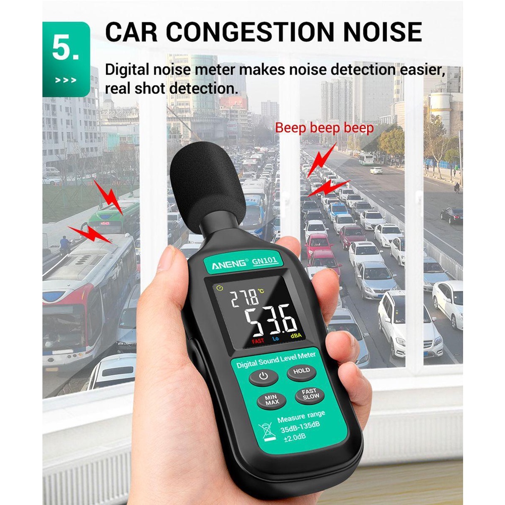 POPULAR Populer Digital Noise Meter Presisi Tinggi 35-135 db Diagnostik-Alat Pengukur Tingkat Suara Cerdas