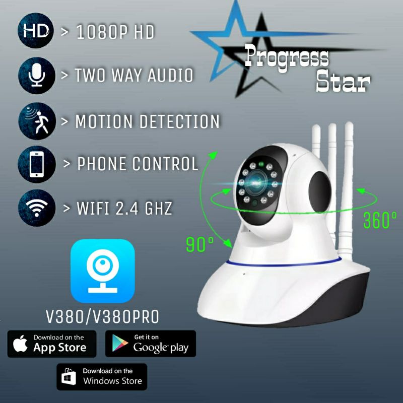 IP Cam CCTV Wireless Wifi 3 antena home security APP V380