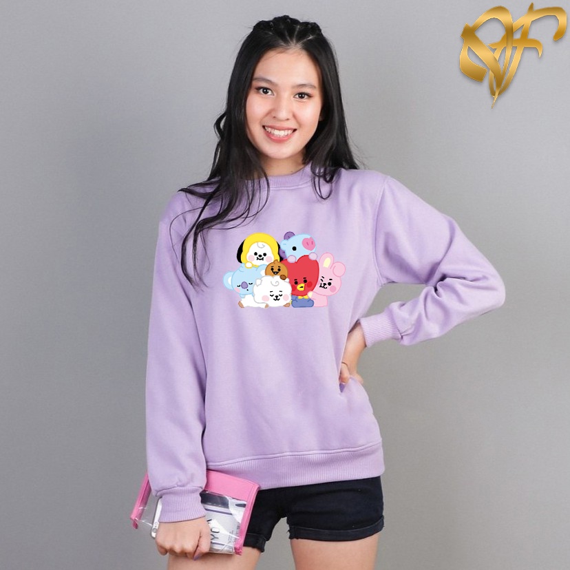 Sweater BT21 Family BTS Aesthetic Pria &amp; Wanita | Sweater Korea Style Fleece Cotton | Dhea Fashion