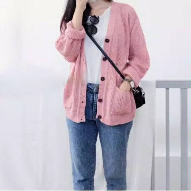 Merisa knit cardy pocket / Kardigan rajut kancing premium / cardigan saku rajut tebal