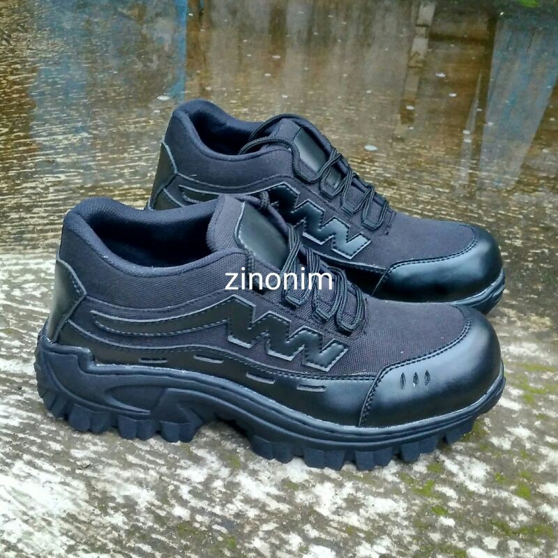 Sepatu Pria Boots Work &amp; Safety Hitam Tali Kerja