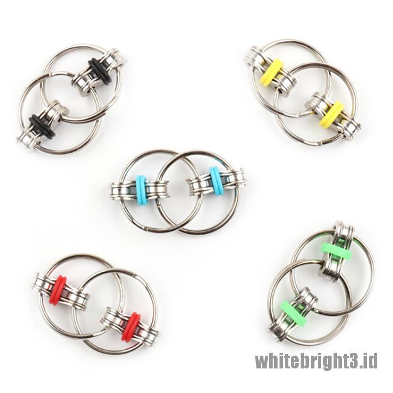 (white3) Edc Fidget Hand Spinner Bentuk Rantai Cincin Flippy Untuk Menghilangkan Stress